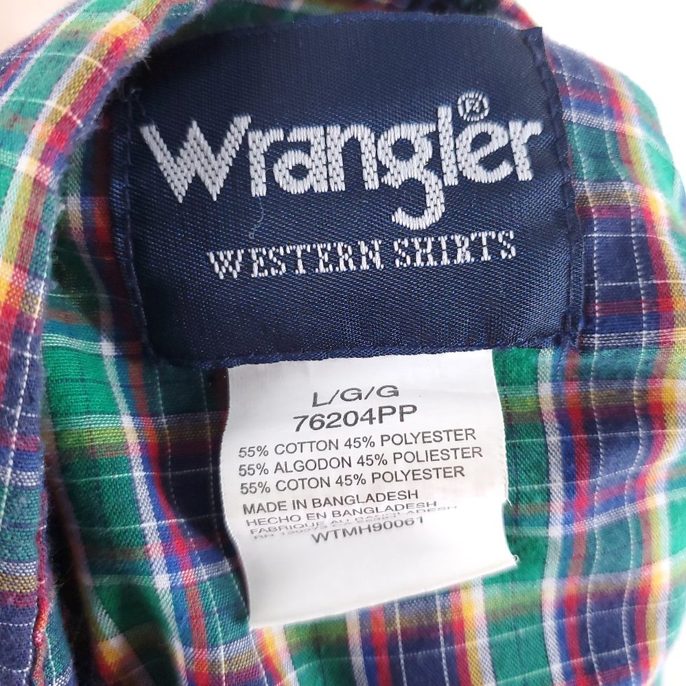 Wrangler Western Men Shirt Check Pearl Snap Button Multicolor Size L - Picture 7 of 7
